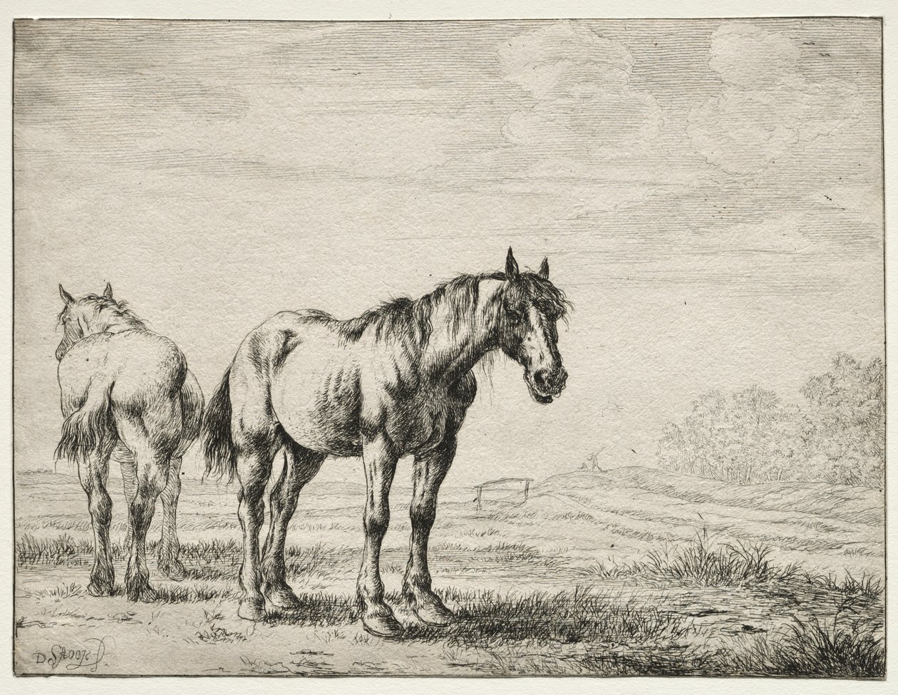 Two Plough Horses by Dirck Stoop