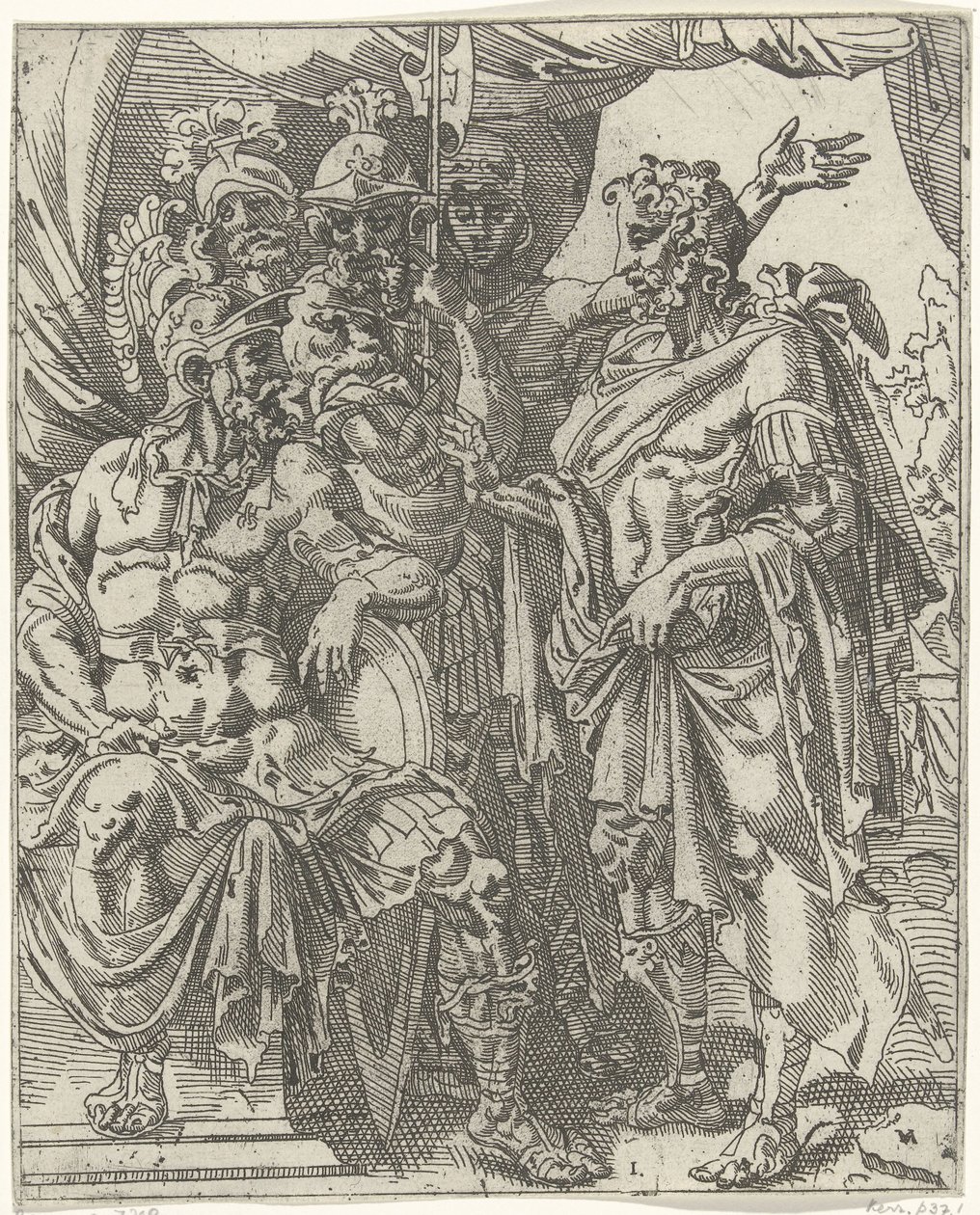 Achior Tells Holofernes about the Israelites (Judith and Holofernes) (series title) by Dirck Volckertsz. Coornhert (attributed to)