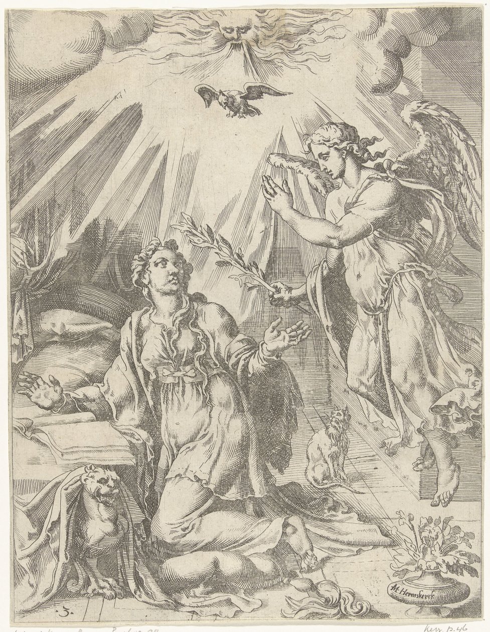 Annunciation (The Fall and Redemption of Mankind through the Life and Passion of Christ) by Dirck Volckertsz. Coornhert (attributed to)