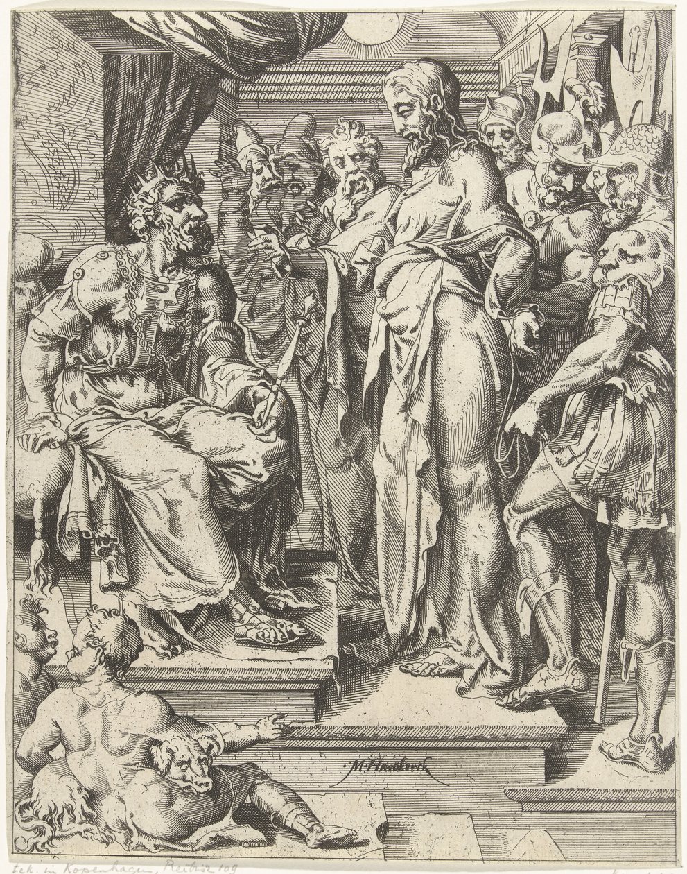 Christ before Herod (series title: The Fall and Redemption of Mankind through the Life and Passion of Christ) by Dirck Volckertsz. Coornhert (attributed to)