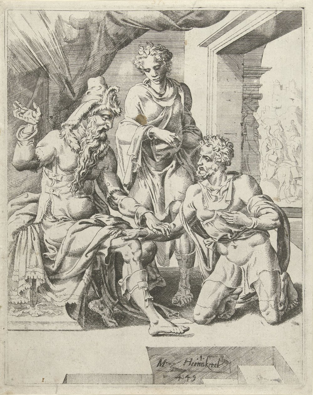 Eliezer Promises to Find a Wife for Isaac by Dirck Volckertsz. Coornhert (attributed to)