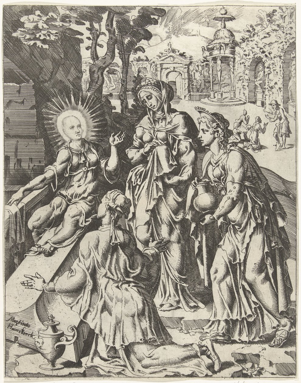 Holy Women at the Tomb (Fall and Redemption of Humanity through the Life and Passion of Christ) (series title) by Dirck Volckertsz. Coornhert (attributed to)