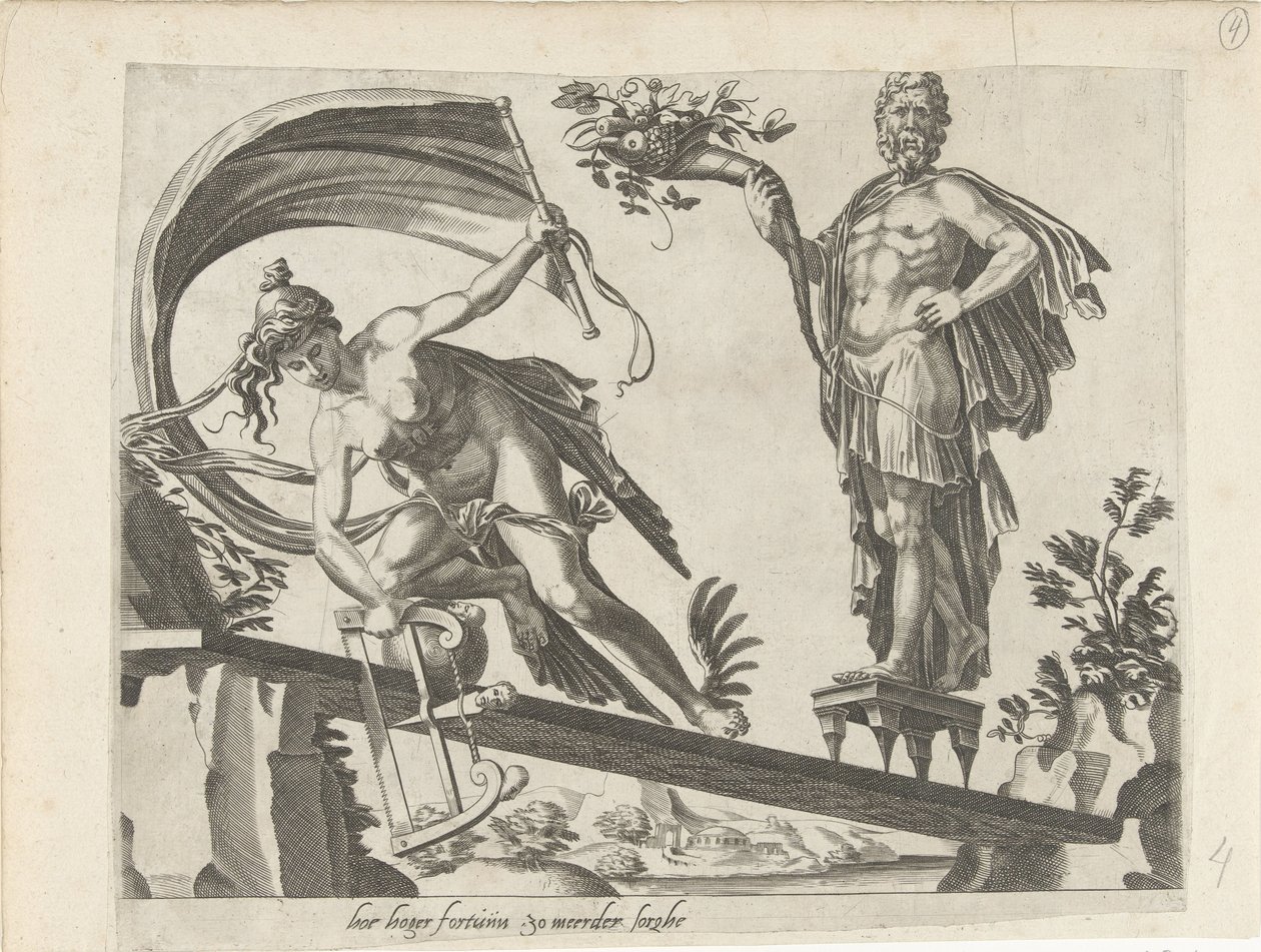 No Shield Protects against Misfortune; The Greater your Fortune, the Bigger your Sorrows by Dirck Volckertsz. Coornhert (attributed to)