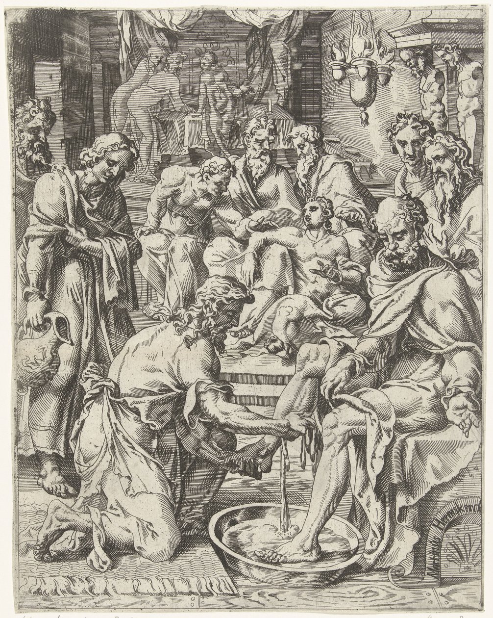 Washing of the Feet Fall and Redemption of Mankind through the Life and Passion of Christ (series title) by Dirck Volckertsz. Coornhert (attributed to)