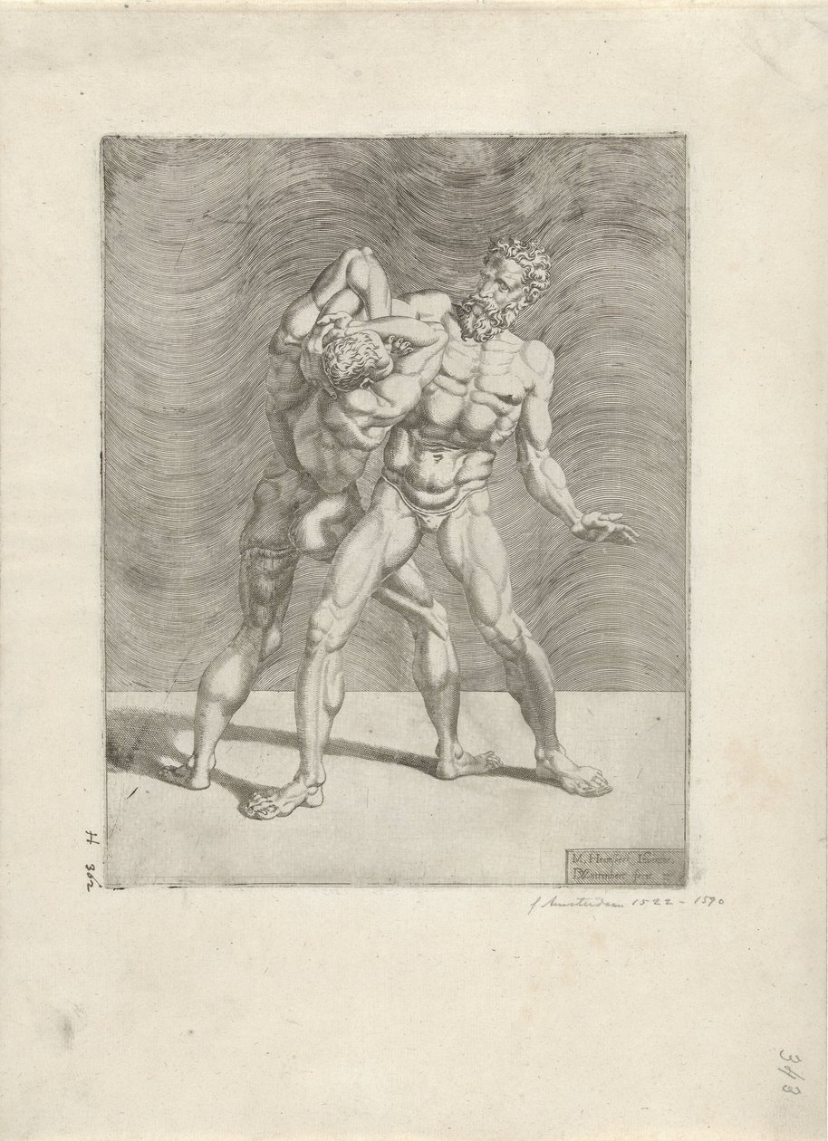 Two Wrestlers (Worstelaars) by Dirck Volckertsz. Coornhert