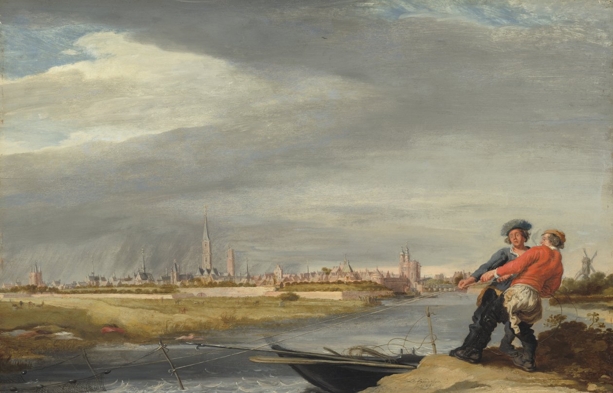 Hauling the Net, with a View of Zwolle by Dirk Hardenstein