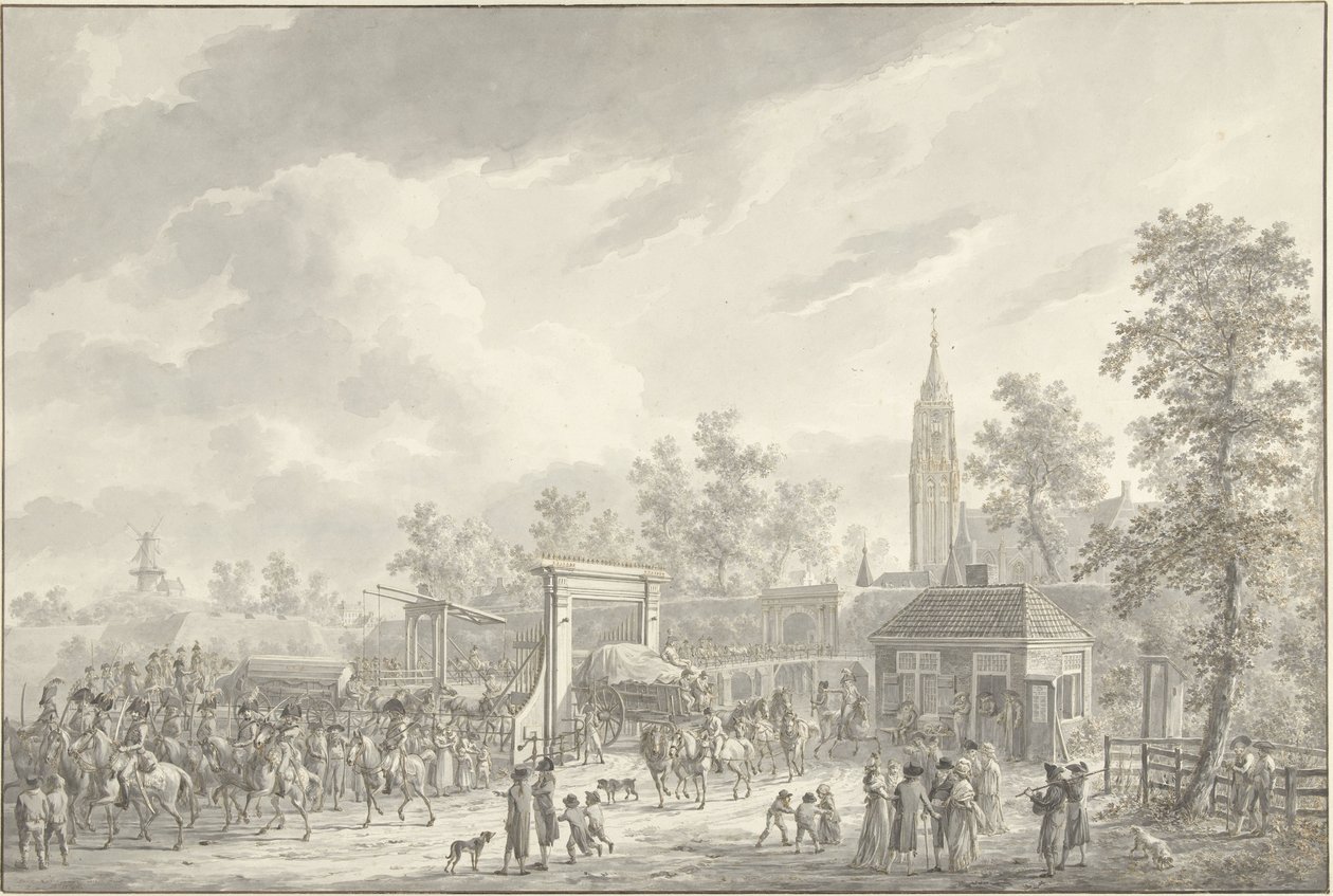 The Departure of the Garrison of Amersfoort in 1790 by Dirk Langendijk (signed by artist)