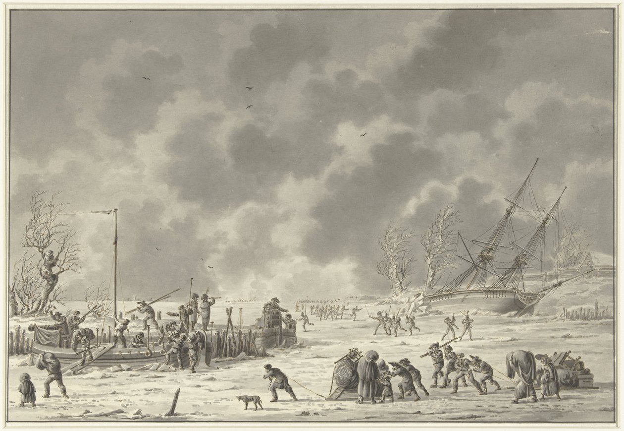 Flight of the Landzaten to Texel, January 1795 by Dirk Langendijk