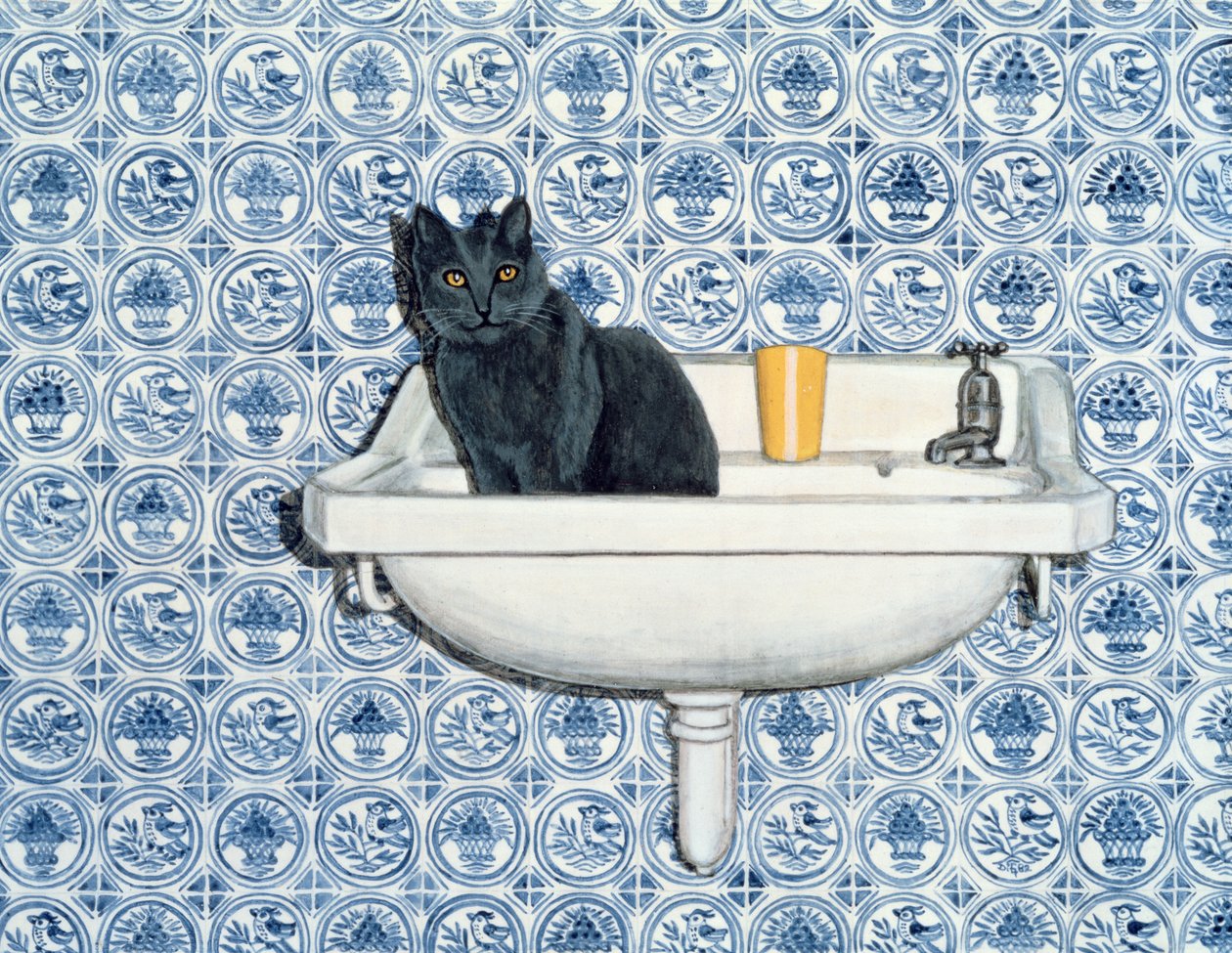 My Bathroom Cat by Ditz: Premium art reproduction