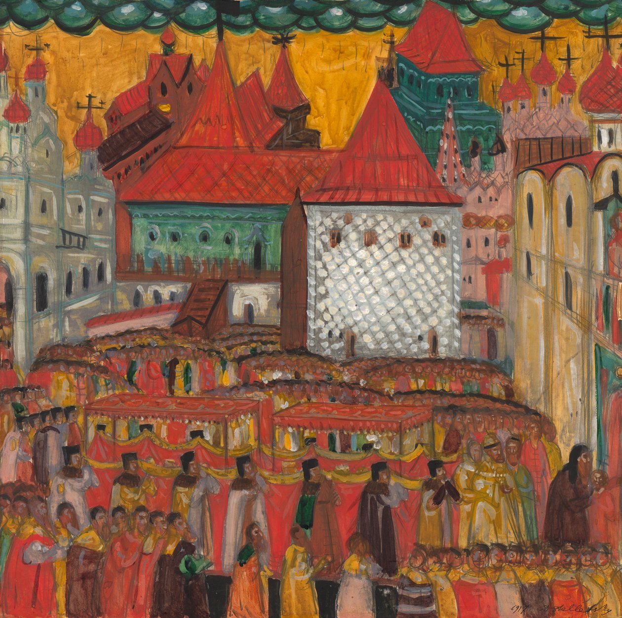 Procession of the Cross in Celebration of the Birth of Peter the Great, 1917 by Dmitri Semyonovich Stelletsky