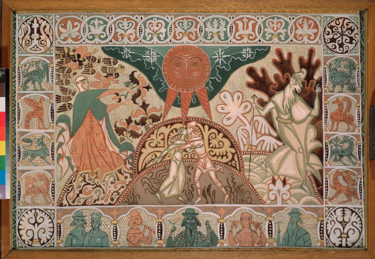 Curtain Design for the Opera Snow Maiden by N. Rimsky Korsakov by Dmitry (Dmitrij) (1875 1947) Stelletsky