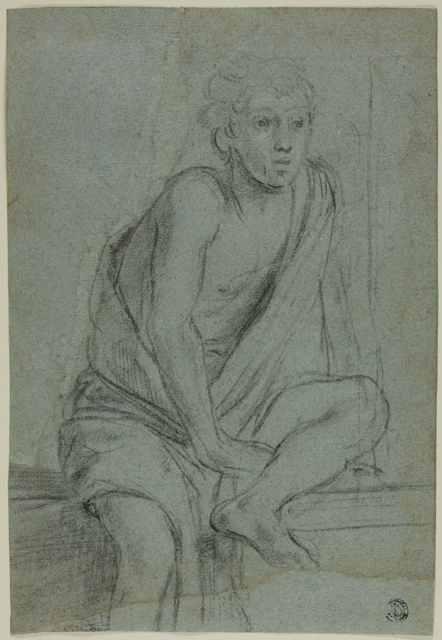 Seated Youth: Study for Flagellation of Saint Andrew by Domenichino