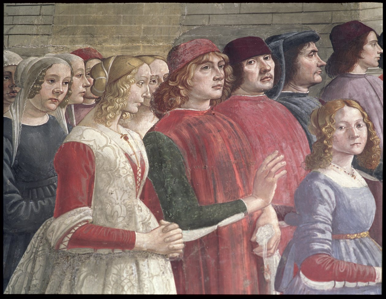 Florentine Onlookers, from the Cycle of St. Francis, Sassetti Chapel, 1483 (detail) by Domenico Ghirlandaio