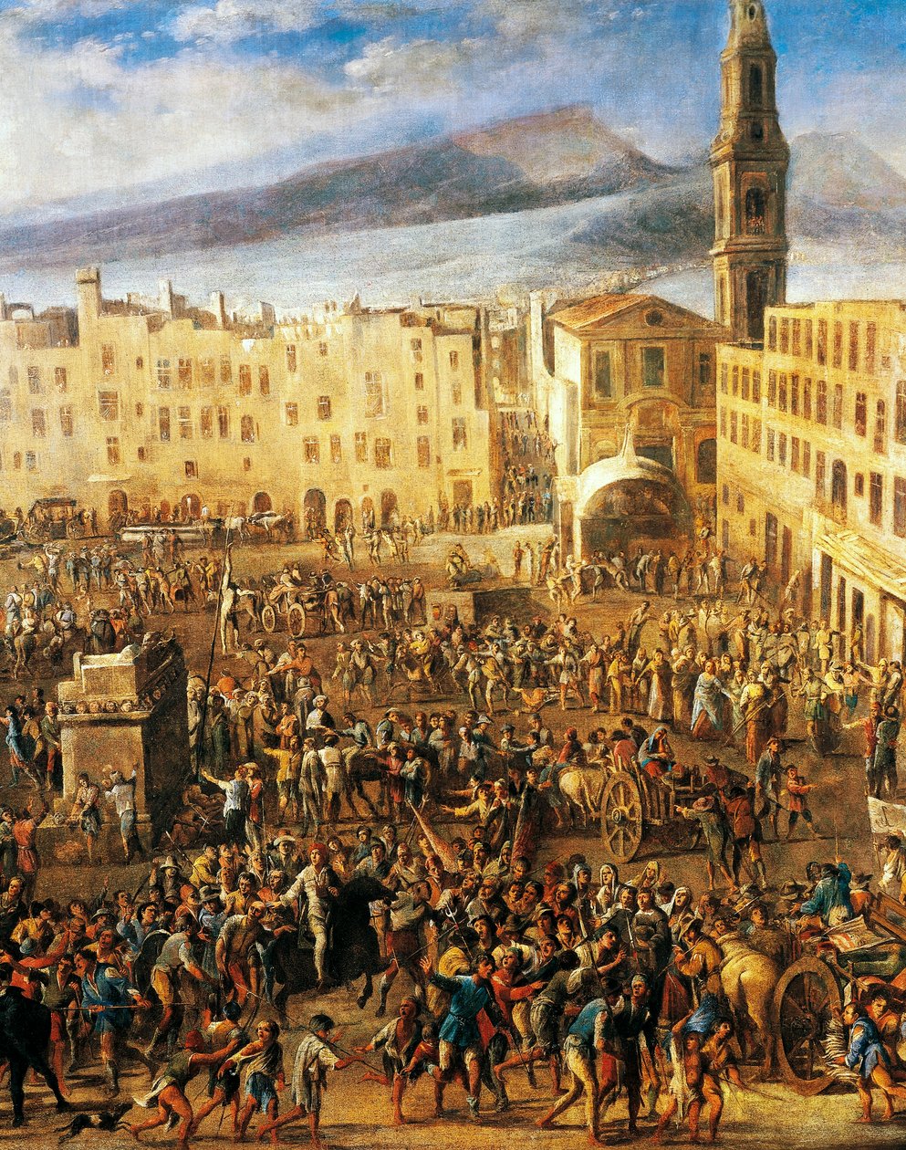 Piazza del Mercato in Naples, detail from the Revolt of Masaniello by Domenico (1612 75) Gargiulo
