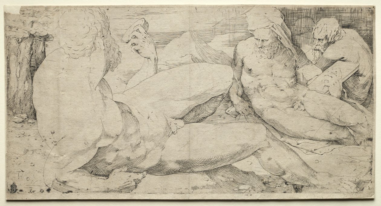 Three Male Nudes, second quarter 1500s by Domenico Beccafumi
