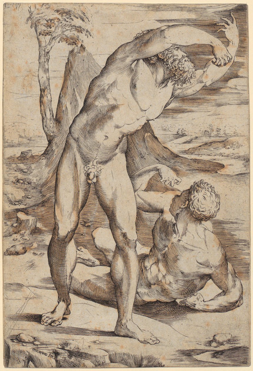 Two Naked Men in a Landscape by Domenico Beccafumi