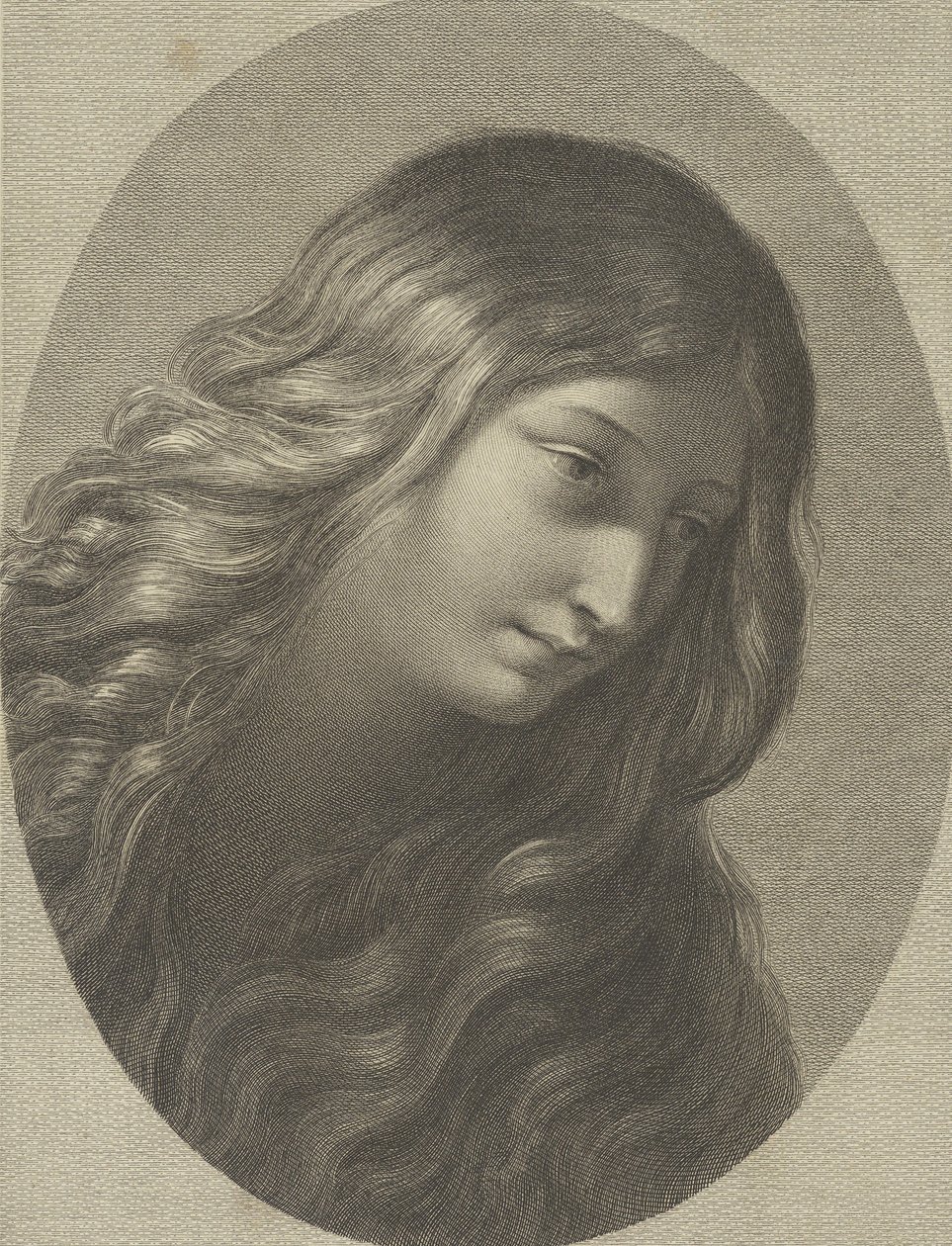The Head of Mary Magdalene Looking Down to the Right, in an Oval Frame, after Ren, ca. 1745-1803 by Domenico Cunego