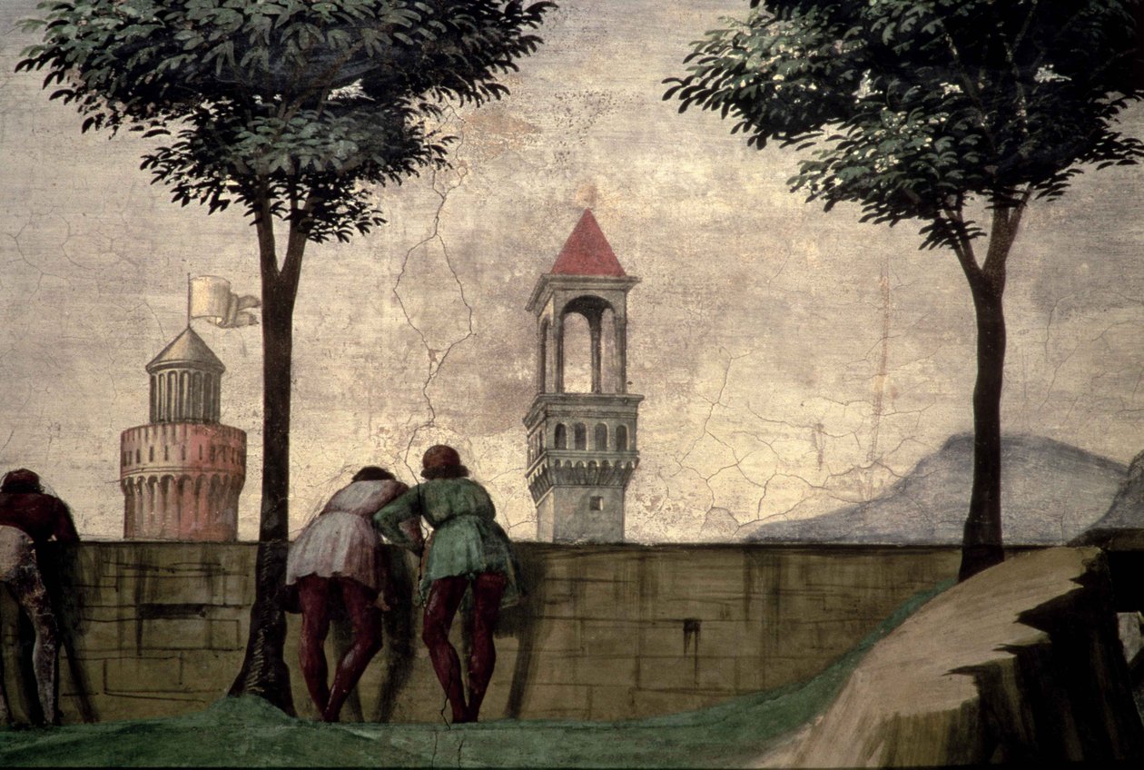 Men Looking over a Wall, from the Visitation by Domenico Ghirlandaio