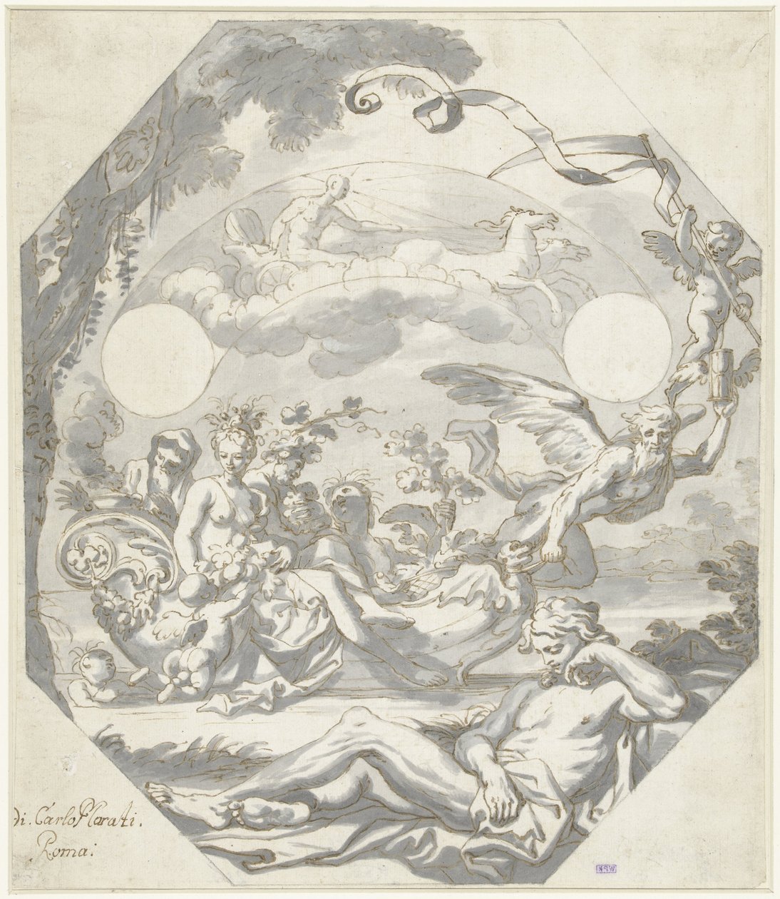 Design for a Clock Face with a Mythological Allegory by Domenico I Piola (attributed to)