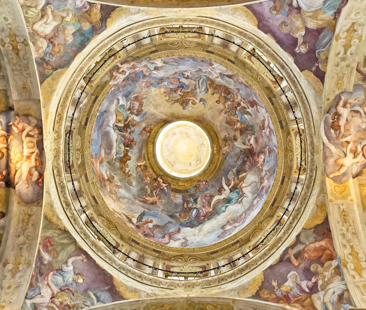 The Dome with the Representation of the Coronation of the Virgin (detail) by Domenico I Piola