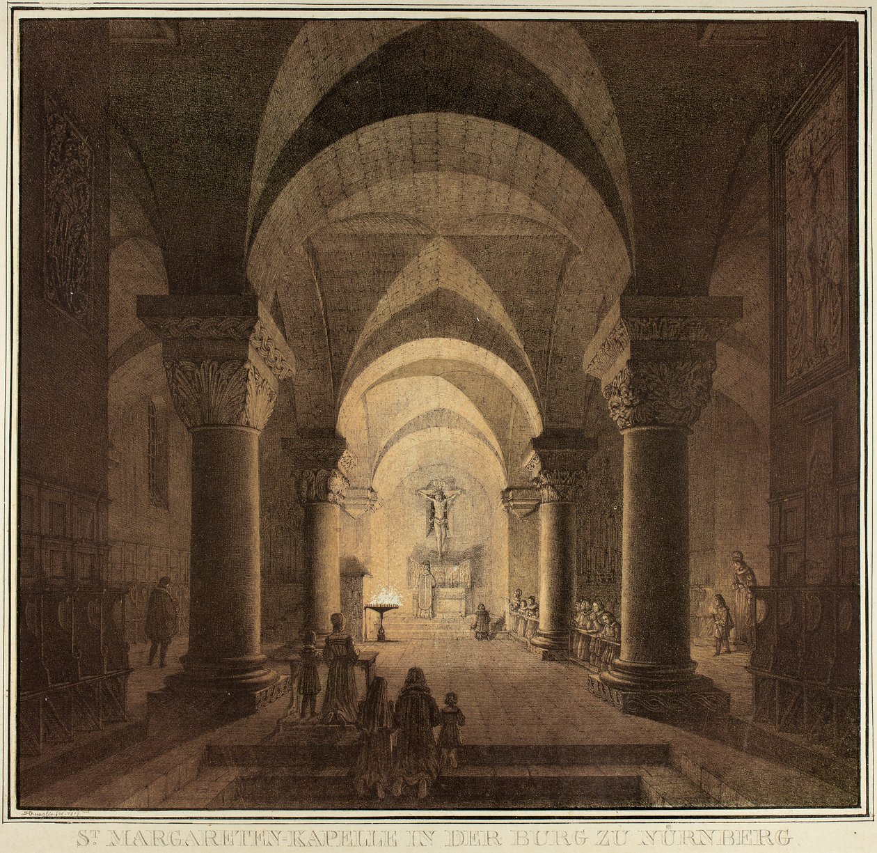 Chapel of Saint Margaret in the City of Nuremberg, from Collection of Memorable Medieval Buildings in Germany by Domenico Quaglio