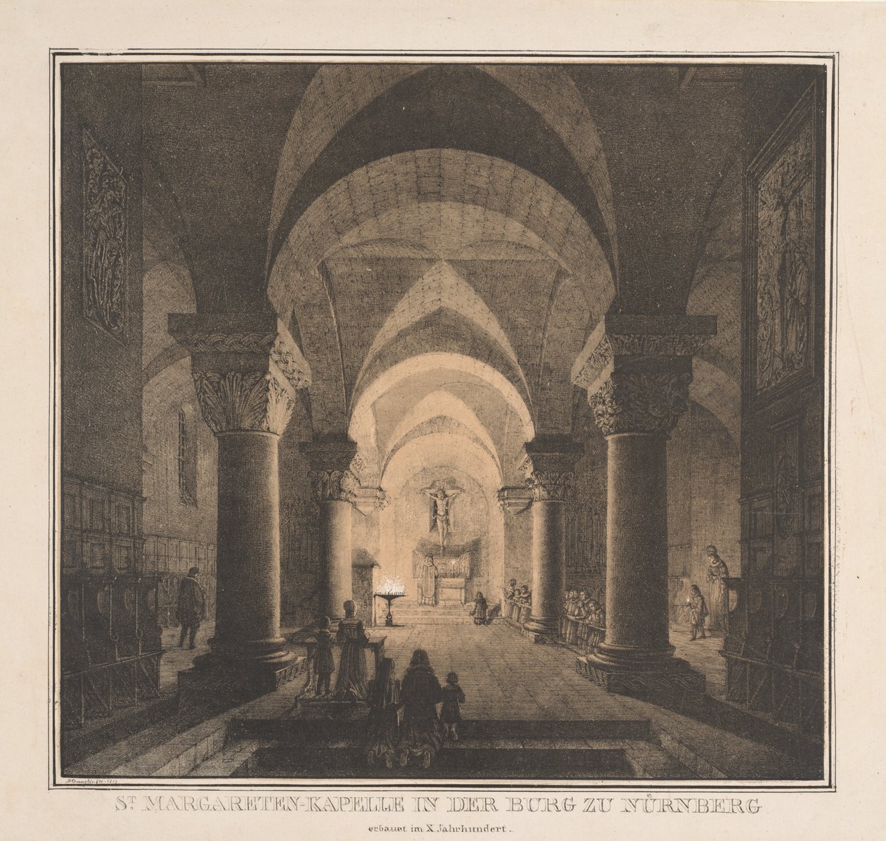 Notable Buildings of the Middle Ages in Germany: St. Margarets Chapel in the Imperial..., 1819 by Domenico Quaglio