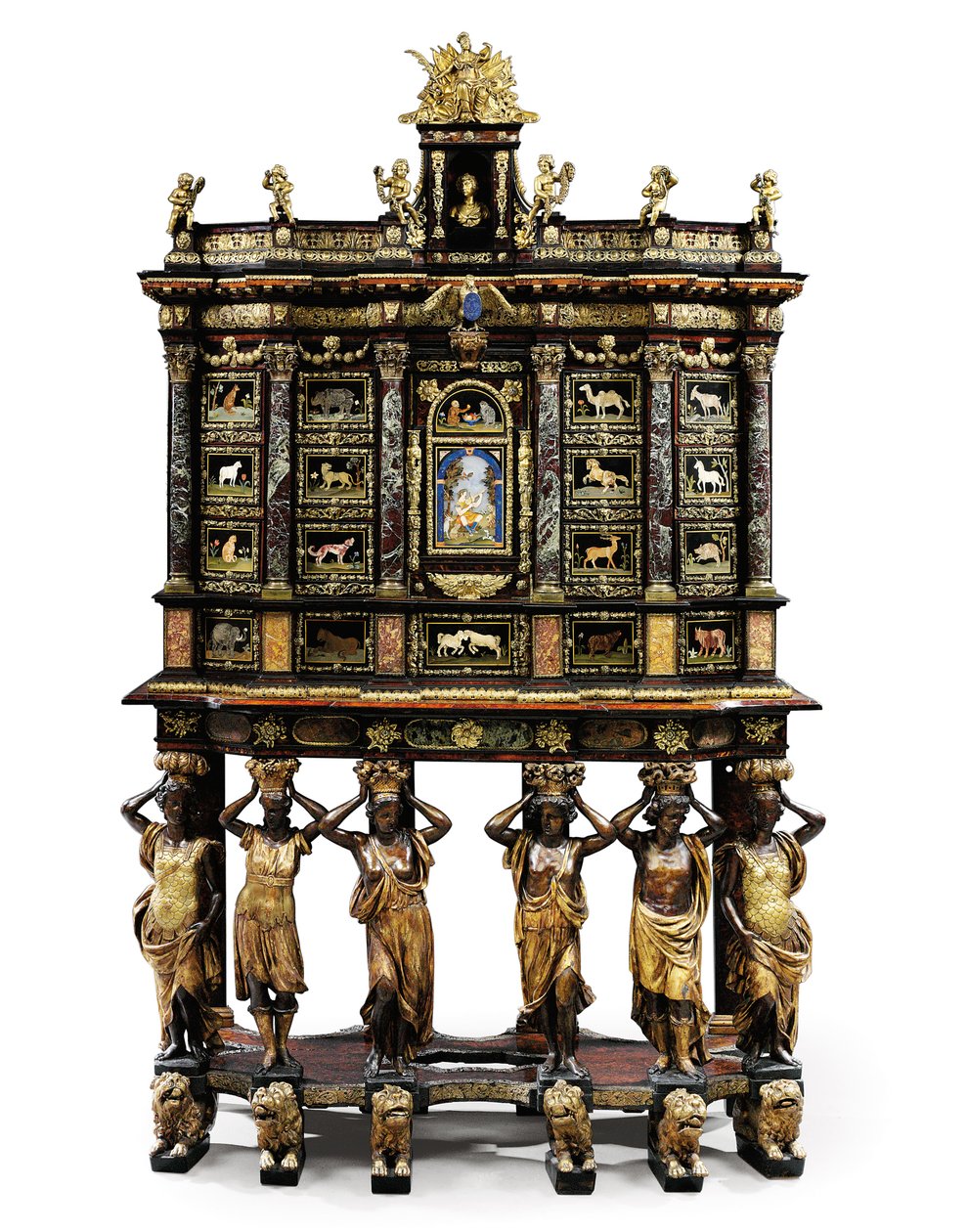 Louis XIV cabinet-on-stand by Domenico and Gobelins workshop (attr. to) Cucci