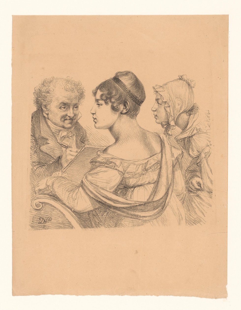 Self-Portrait of the Artist with Two Young Women as Models by Dominique Vivant Denon (baron)