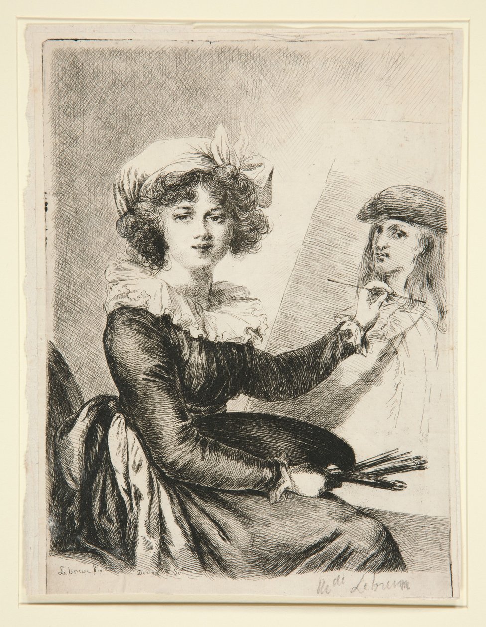 Louise-Elisabeth Vigée-Lebrun, (Mlle Lebrun) after, and in reverse to, the self-portrait of 1790 in the Uffizi by Dominique Vivant Denon