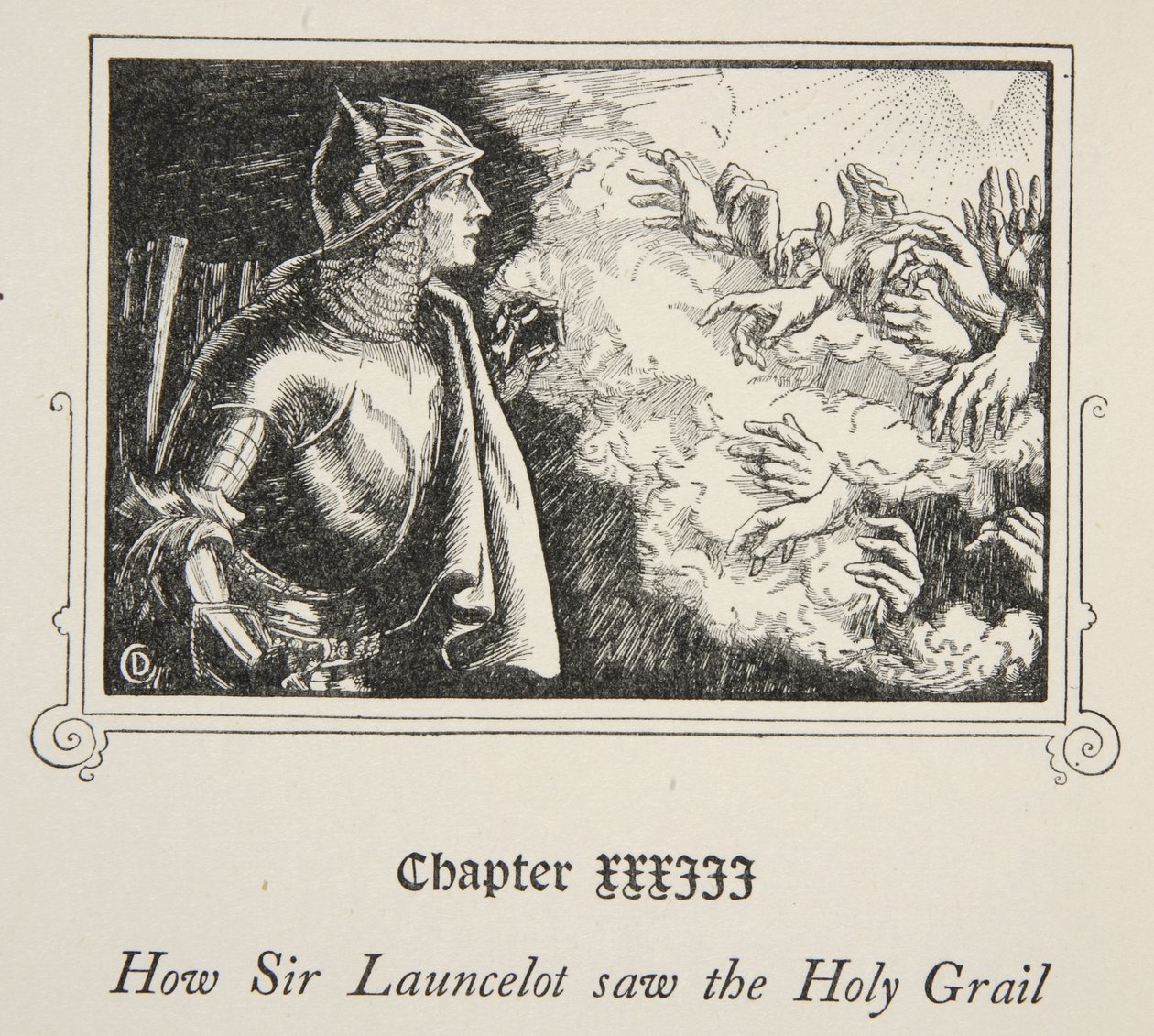 How Sir Launcelot saw the Holy Grail, illustration from Stories of King Arthur and the Round Table by Beatrice Clay, 1st Edition by Dora Curtis