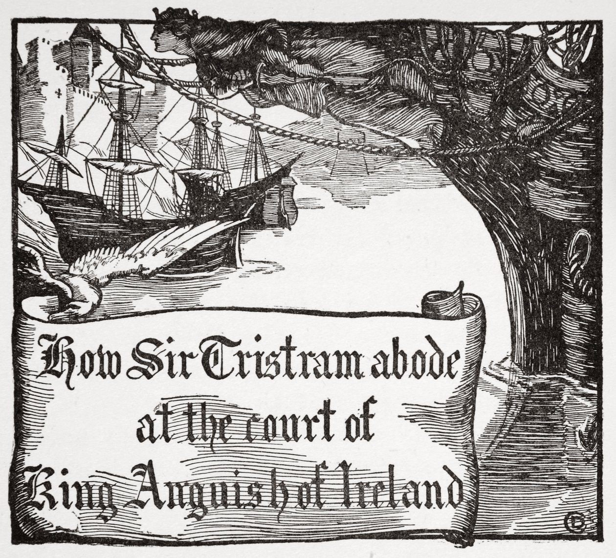 How Tristram abode at the court of King Anguish of Ireland, 1905 by Dora Curtis