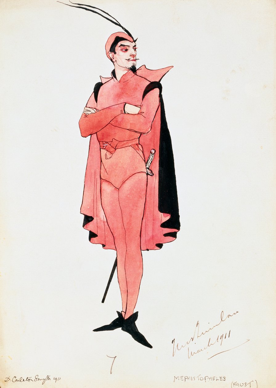 Costume for Mephistopheles in Faust by Charles Gounod, Sketch by Carleton Smyth, for Performance in 1911 by Dorothy Carleton Smyth