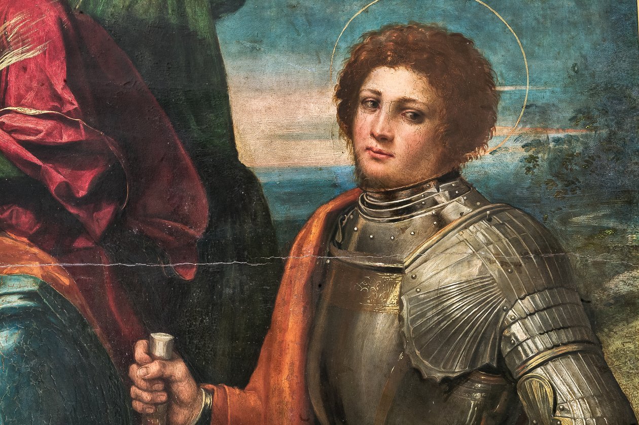 Madonna with Infant Jesus and St Sebastian and St George (detail) by Dosso Dossi