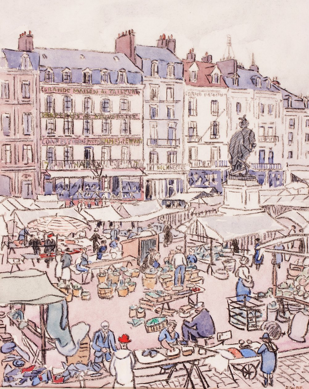 Place Nationale, Dieppe, c.1910 by Douglas Fox Pitt