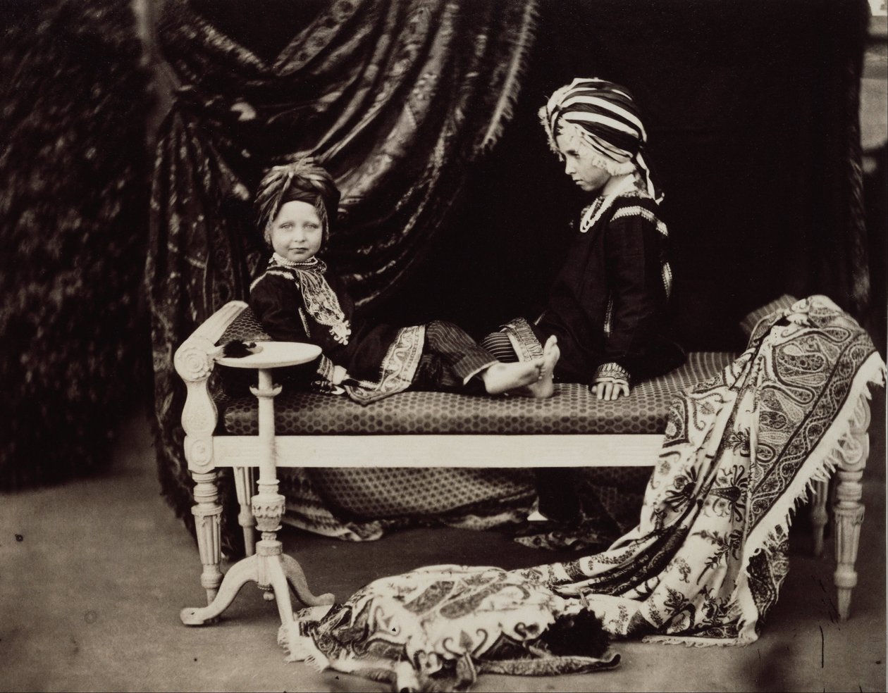 Prince Arthur and Prince Alfred in the costume of Sikh Princes, Osborne by Dr Ernst Becker