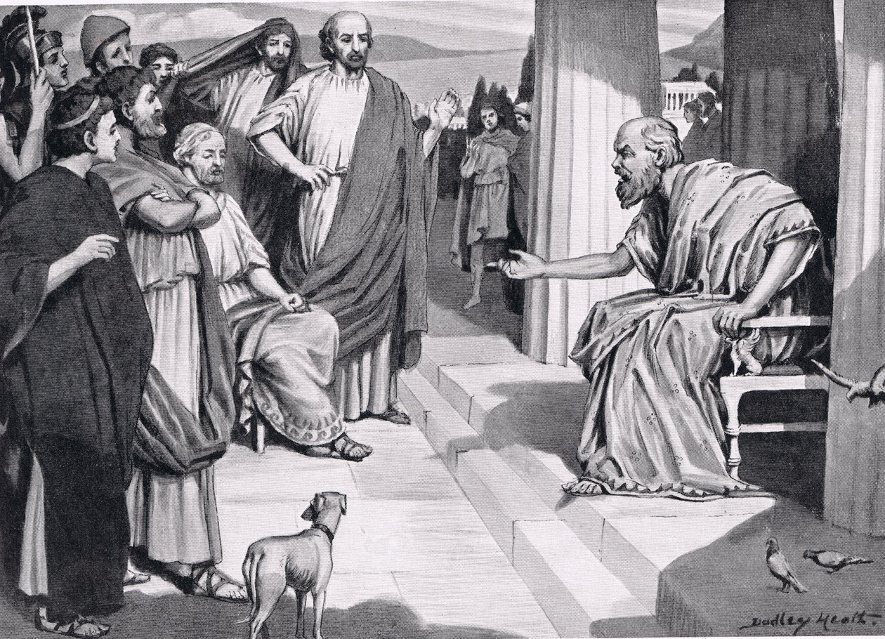 Socrates Addressing the Athenians, illustration from Hutchinson