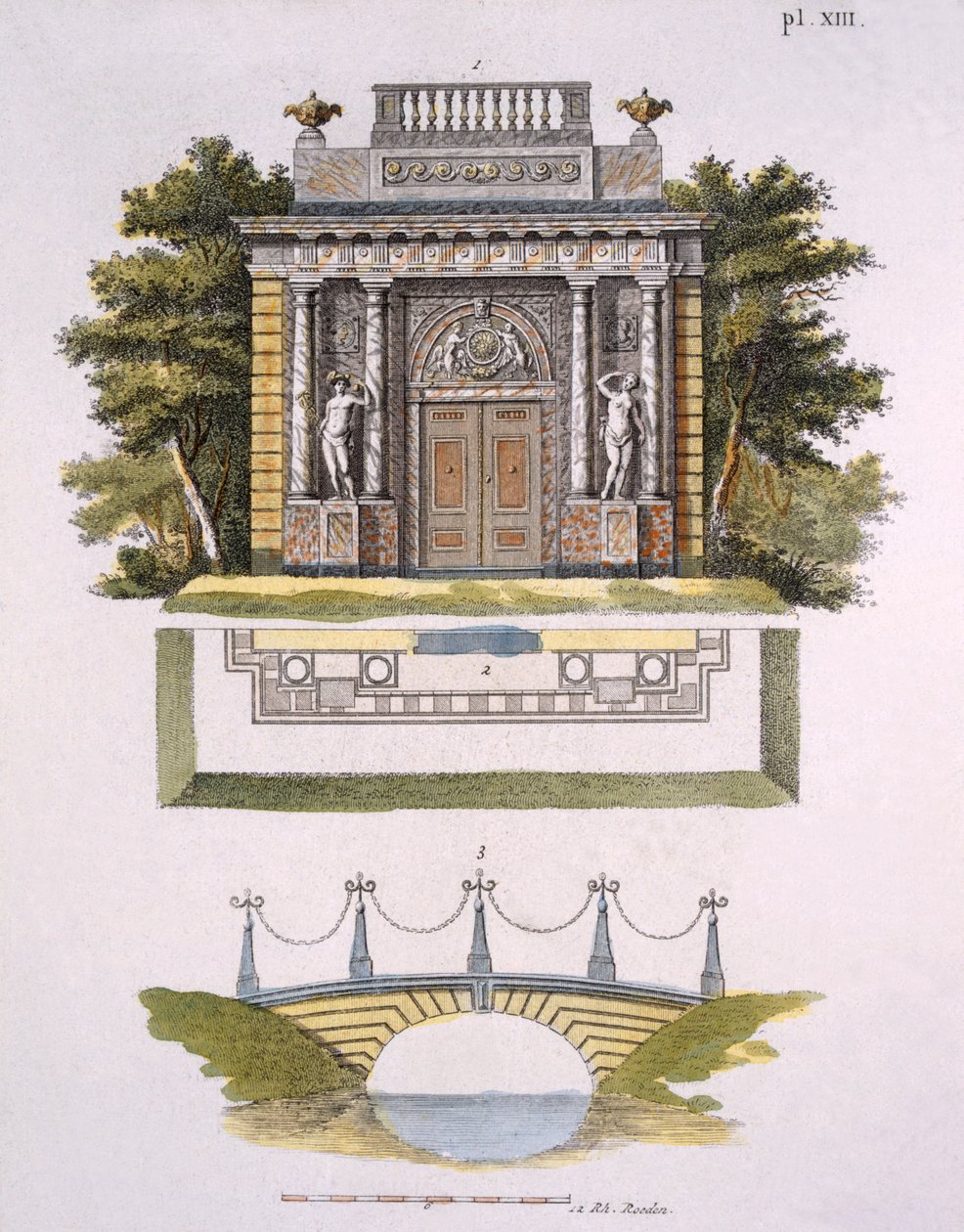 Garden decorations, from Magazine of Garden Gems by G. van Laar, published 1802 by Dutch School