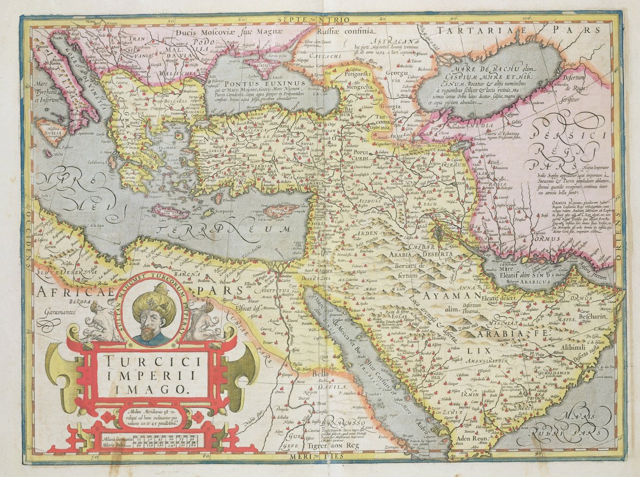 Map of the Turkish Empire, from the Mercator Atlas pub. by Jodocus Hondius Amsterdam, 1606 by Dutch School