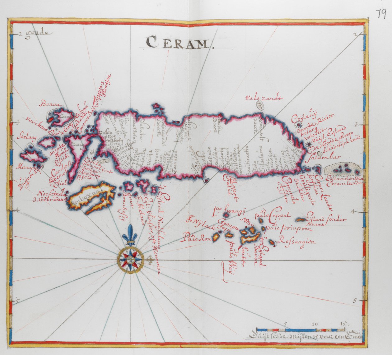 Map of the island of Ceram (Seram), Indonesia by Dutch School