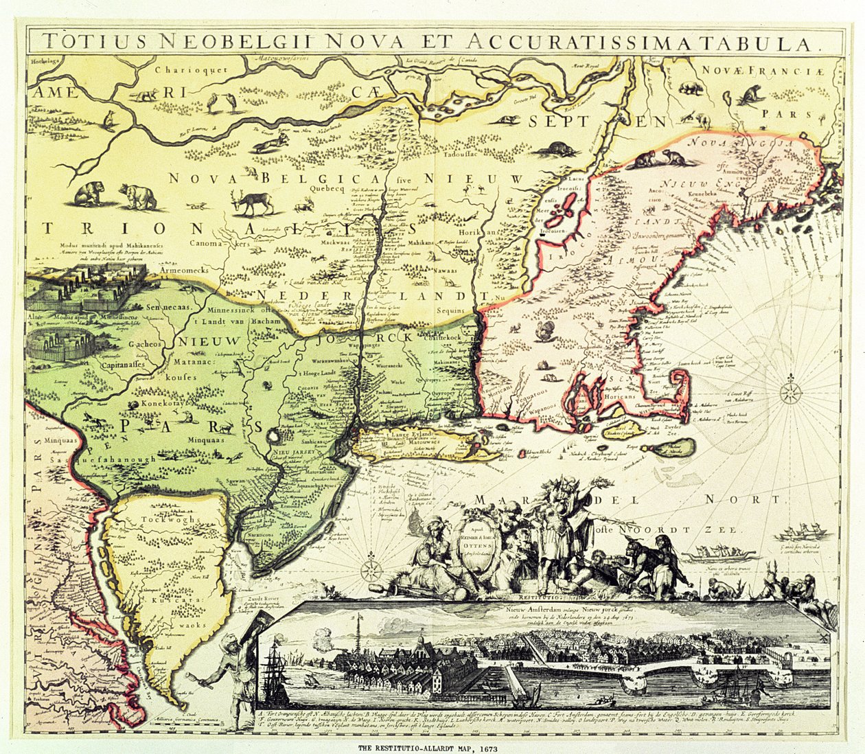 The Restitutio-Allardt Map of New Amsterdam, Engraved and Published by Carolus Allardt, 1673 by Dutch School