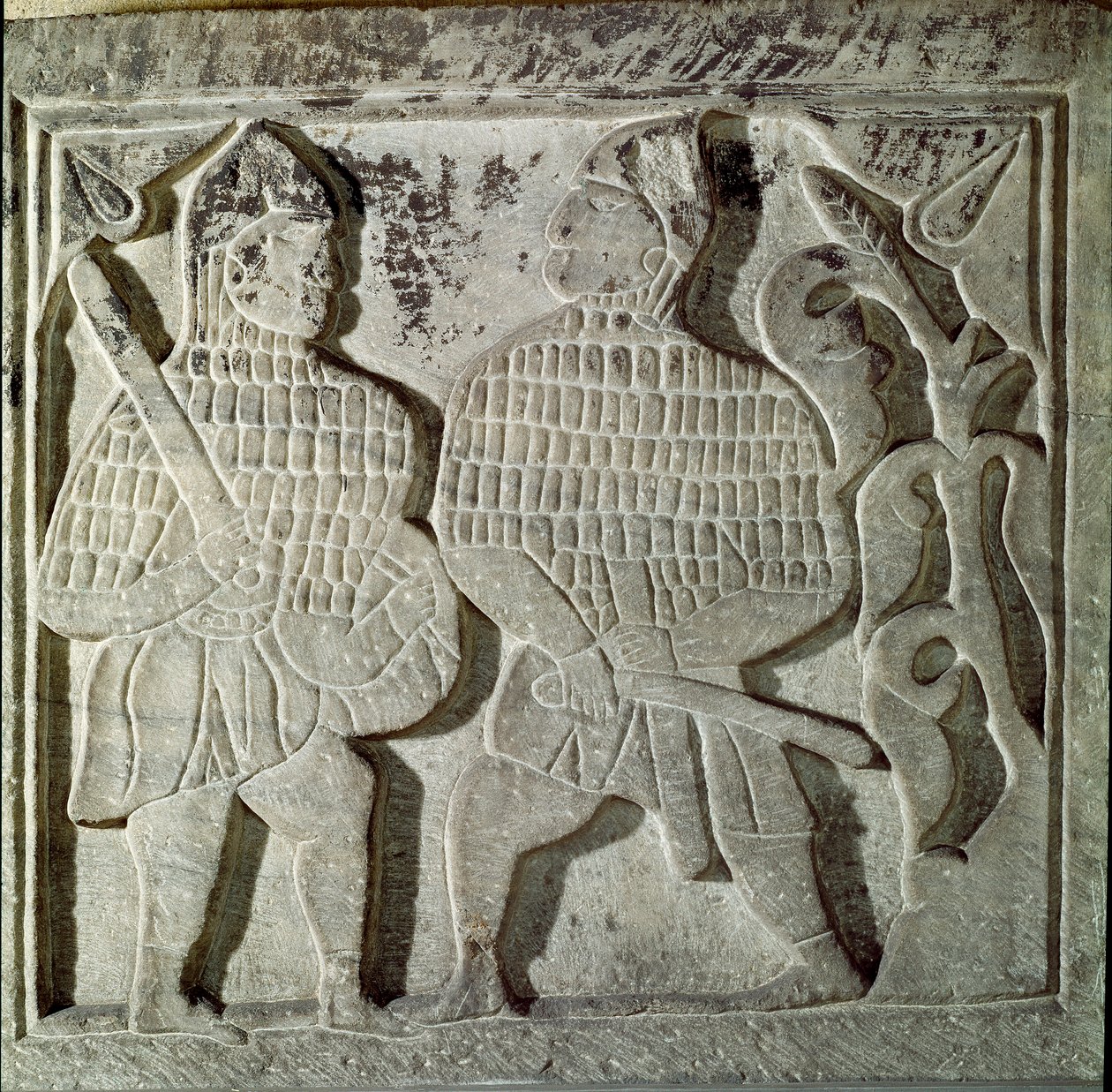Seljukide Art: low relief representing two warriors by Dynasty Seljuq