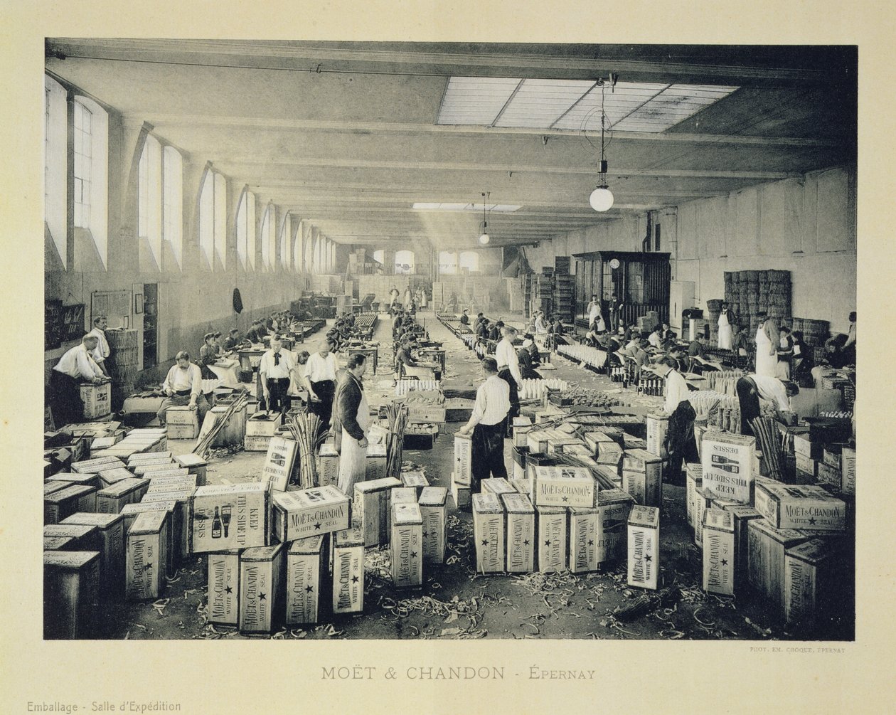 Packing Cases for Shipping, from La France Vinicole, Published by Moet & Chandon, Epernay by E.M. Choque