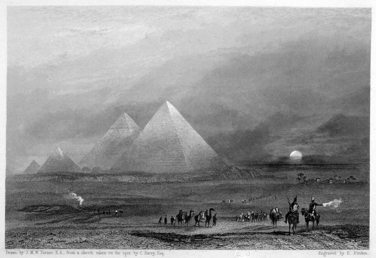 The Pyramids, Giza, Egypt by E. Finden
