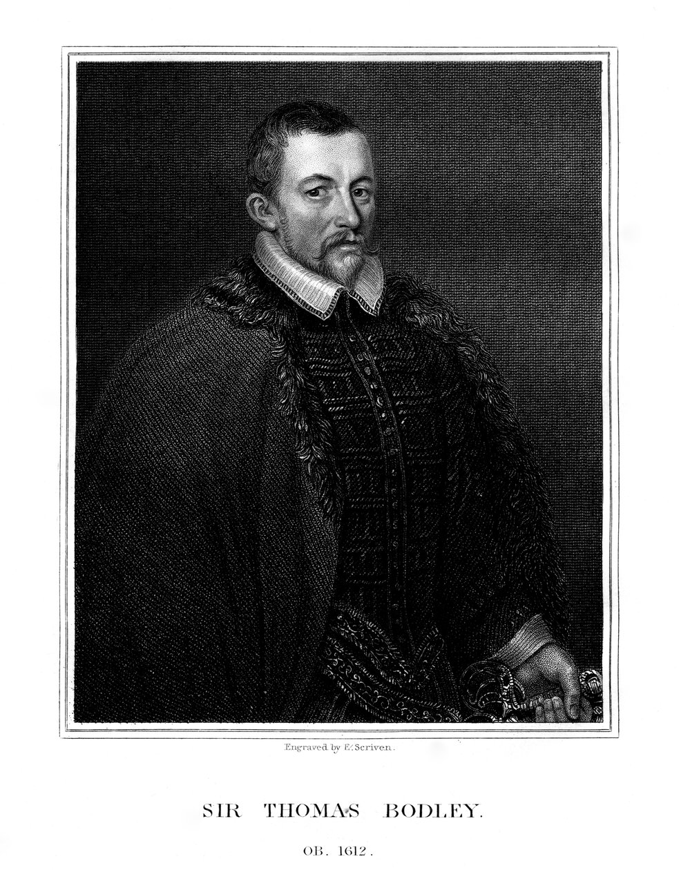 Sir Thomas Bodley, English Founder of the Bodleian Library, 1823 by E. Scriven