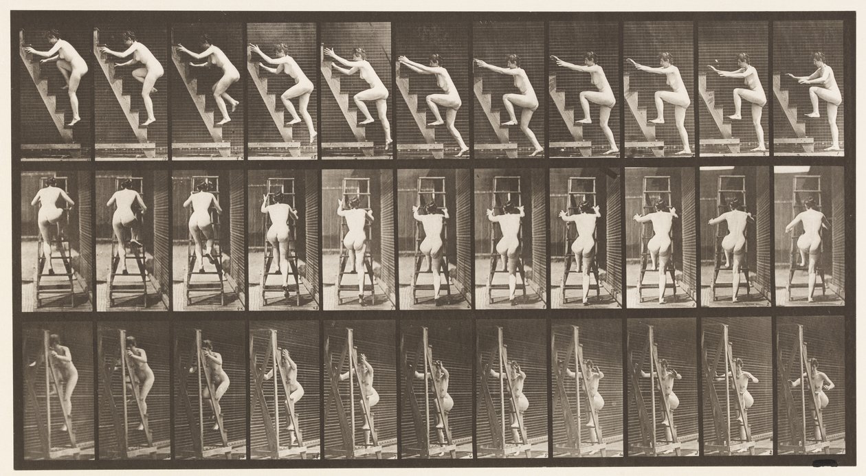 Plate 110. Ascending Stepladder, Two Steps at a Time by Eadweard Muybridge