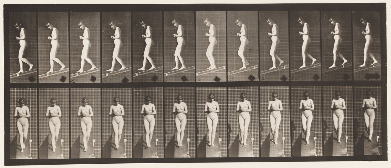 Plate 115. Descending Incline with Hands Clasped in Front by Eadweard Muybridge