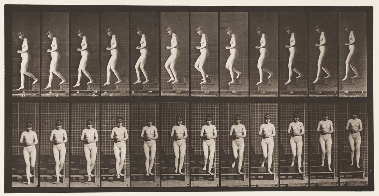 Descending Stairs, Hands Clasped by Eadweard Muybridge