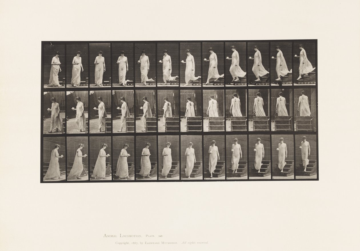 Plate 143. Descending Incline, Turning Cup & Saucer in Right Hand by Eadweard Muybridge