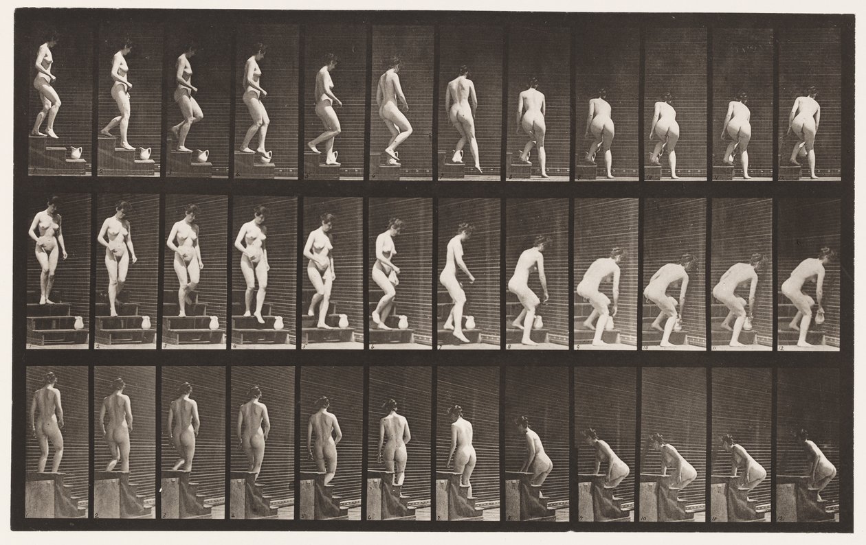 Descending Stairs; Stooping to Lift a Pitcher by Eadweard Muybridge