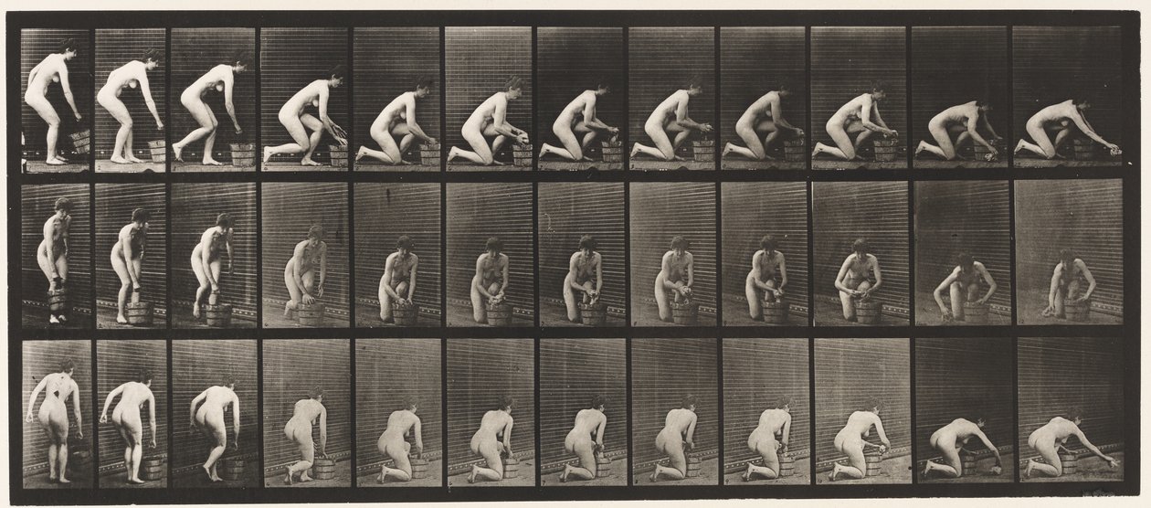 Kneeling on Right Knee and Scrubbing the Floor by Eadweard Muybridge